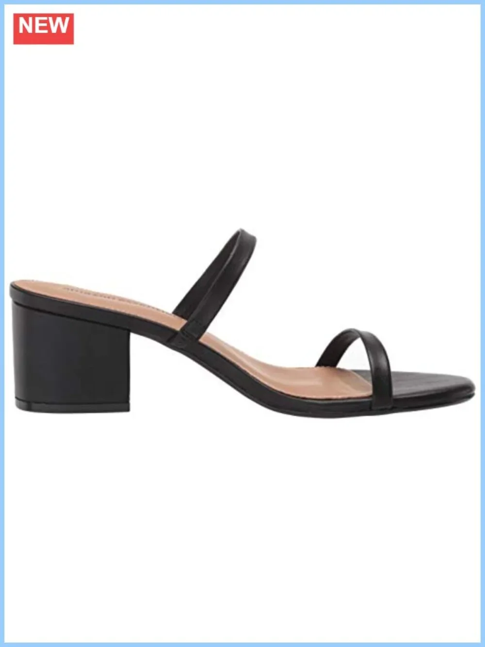 Women's Thin Two Strap Block Heel Sandals with Memory Foam Insole